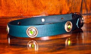 Small BETA® Dark Green Dog Collar With Rope Conchos and Green Rhinestones-0
