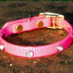 Extra Small Translucent Pink Dog Collar With White Rhinestones-0